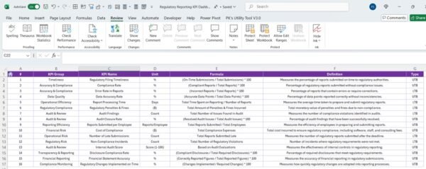 Regulatory Reporting KPI Dashboard in Excel - Image 8