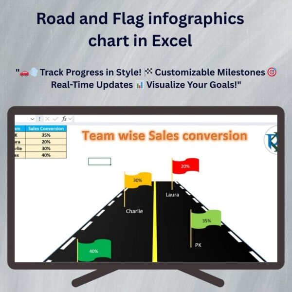 Road and Flag infographics chart in Excel