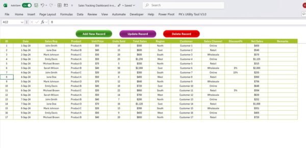 Sales Tracking Dashboard in Excel - Image 3