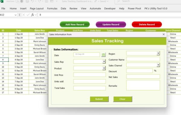 Sales Tracking Dashboard in Excel - Image 4