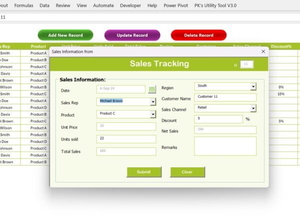 Sales Tracking Dashboard in Excel - Image 5