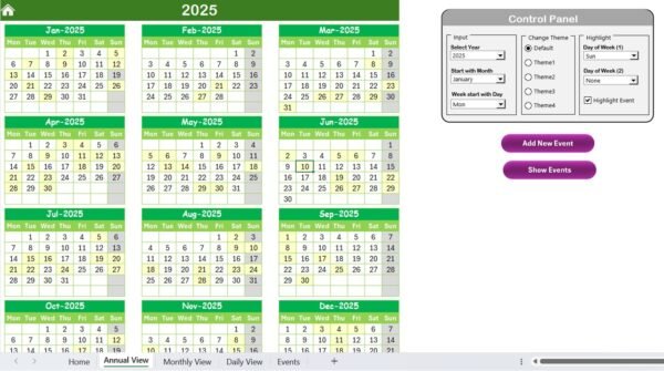 School Events Calendar in Excel - Image 3