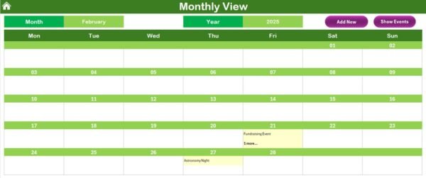 School Events Calendar in Excel - Image 6