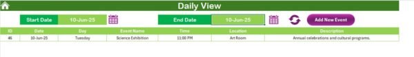 School Events Calendar in Excel - Image 8