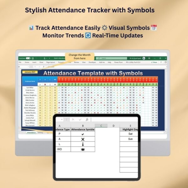 Stylish Attendance Tracker with Symbols in Excel