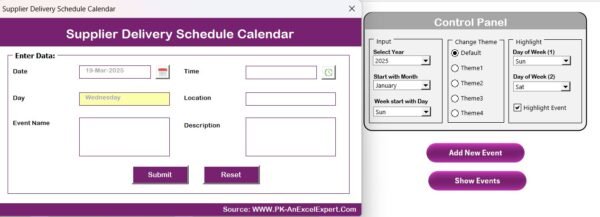 Supplier Delivery Schedule Calendar in Excel - Image 5