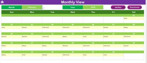 Supplier Delivery Schedule Calendar in Excel - Image 6