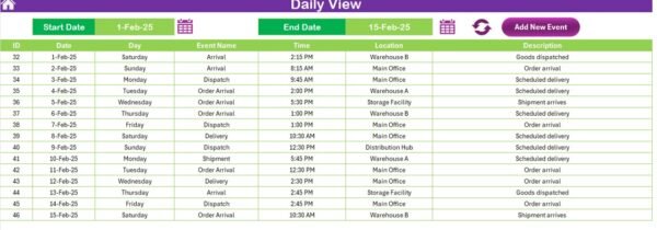 Supplier Delivery Schedule Calendar in Excel - Image 7