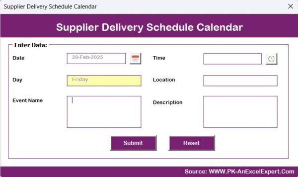 Supplier Delivery Schedule Calendar in Excel - Image 9