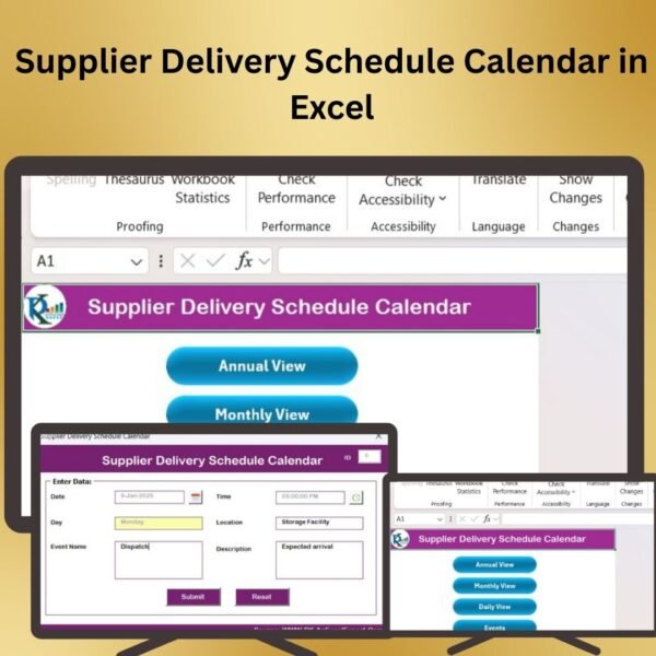 Supplier Delivery Schedule Calendar in Excel