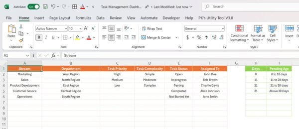 Task Management Dashboard in Excel - Image 7