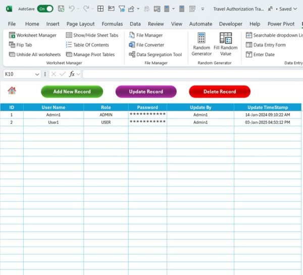 Travel Authorization Tracker in Excel - Image 12