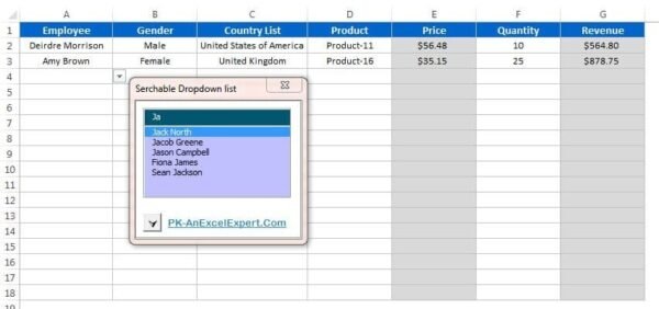 Universal Searchable Drop-down List in Excel - Image 2