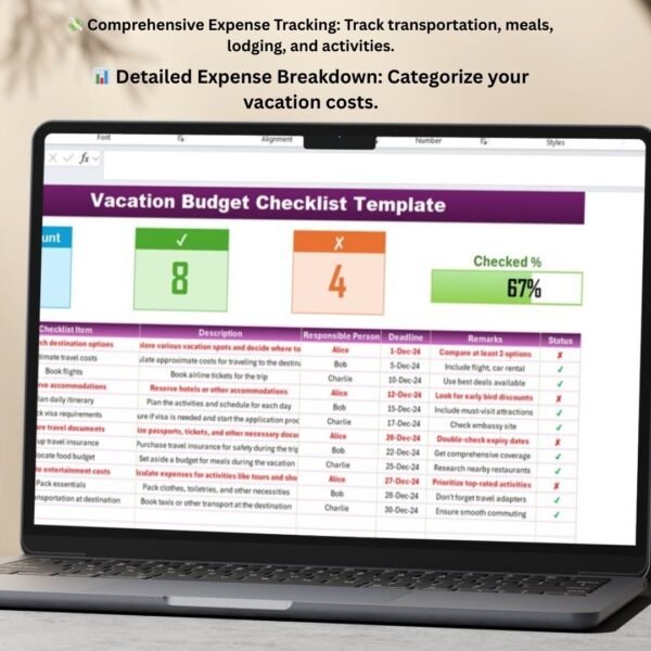 Vacation Budget Checklist Template in Excel