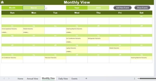 Warranty Expiration Calendar in Excel - Image 6