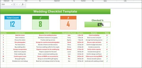 Wedding Checklist Template in Excel - Image 2