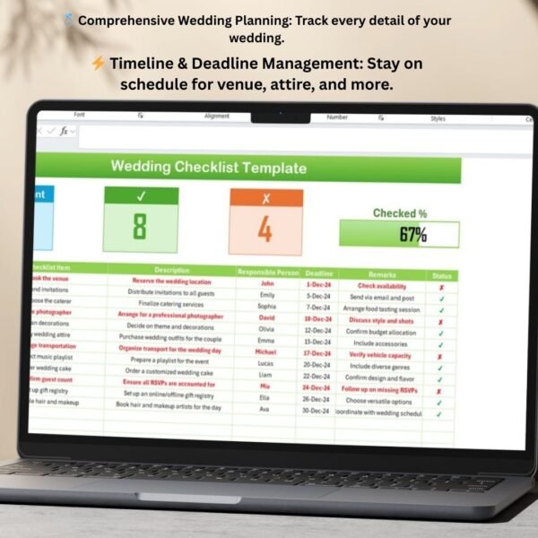 Wedding Checklist Template in Excel