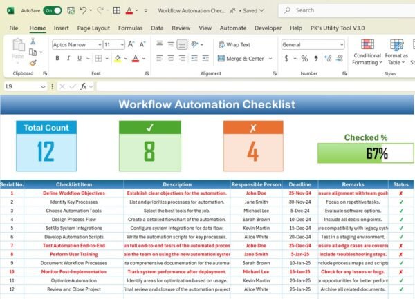 Workflow Automation Checklist in Excel - Image 2