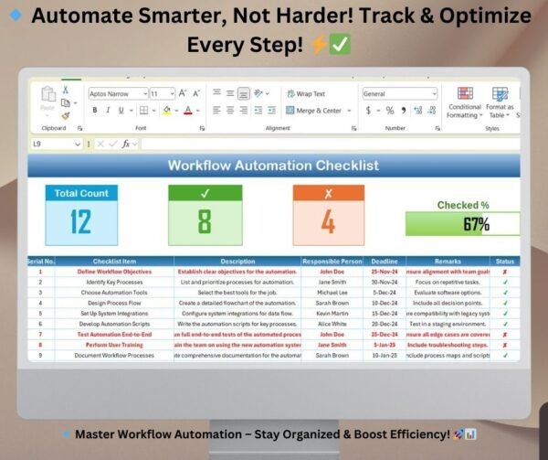 Workflow Automation Checklist in Excel