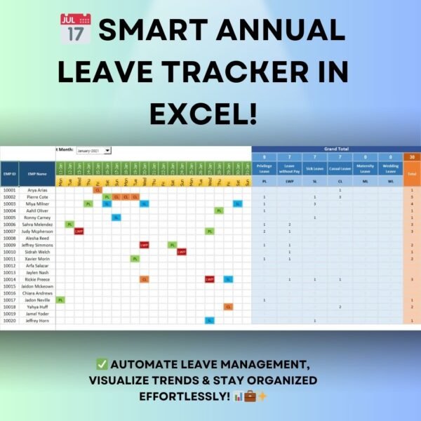 Annual Leave Tracker with Daily Monthly View in Excel