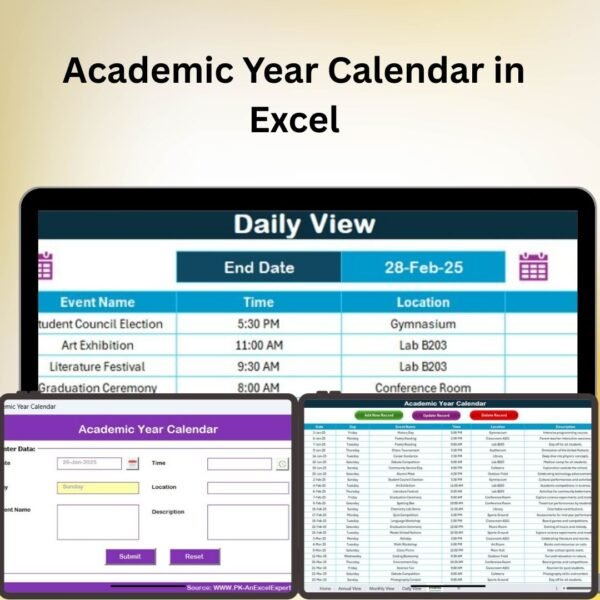 Academic Year Calendar in Excel