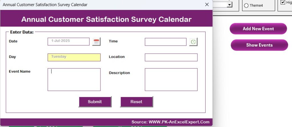 Annual Customer Satisfaction Survey Calendar in Excel - Next Gen Templates