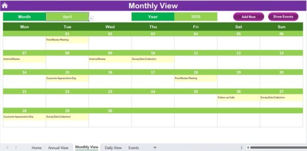 Annual Customer Satisfaction Survey Calendar in Excel - Image 6