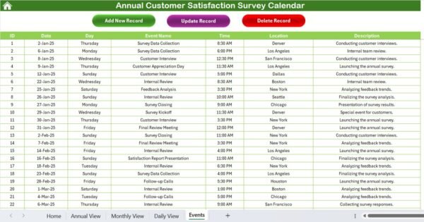 Annual Customer Satisfaction Survey Calendar in Excel - Image 8