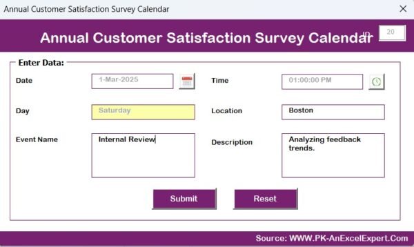 Annual Customer Satisfaction Survey Calendar in Excel - Image 10