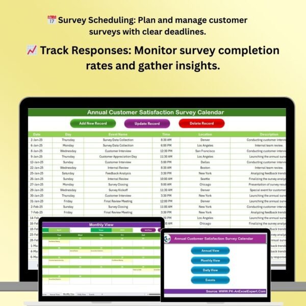 Annual Customer Satisfaction Survey Calendar in Excel