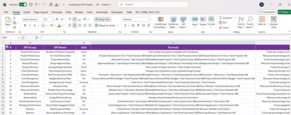 Architecture KPI Dashboard in Excel - Image 8