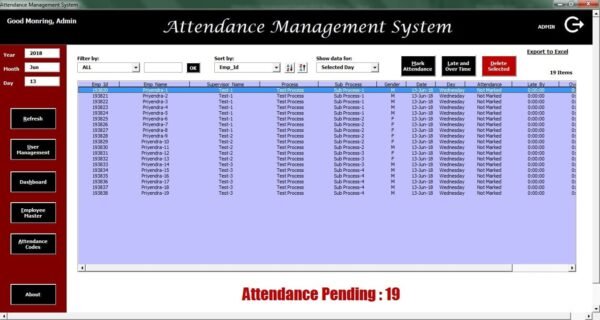 Attendance Management System V1.0 in Excel - Image 2