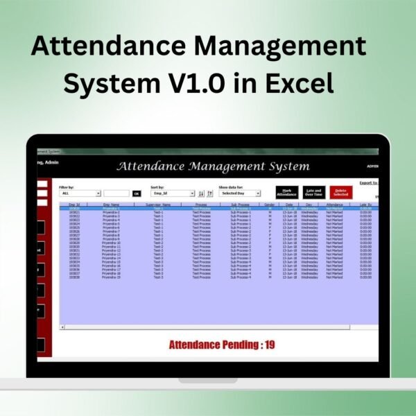 Attendance Management System V1.0 in Excel