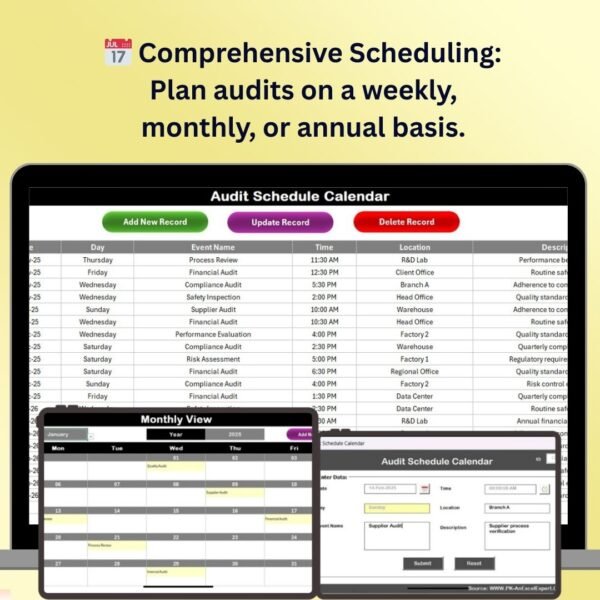 Audit Schedule Calendar in Excel