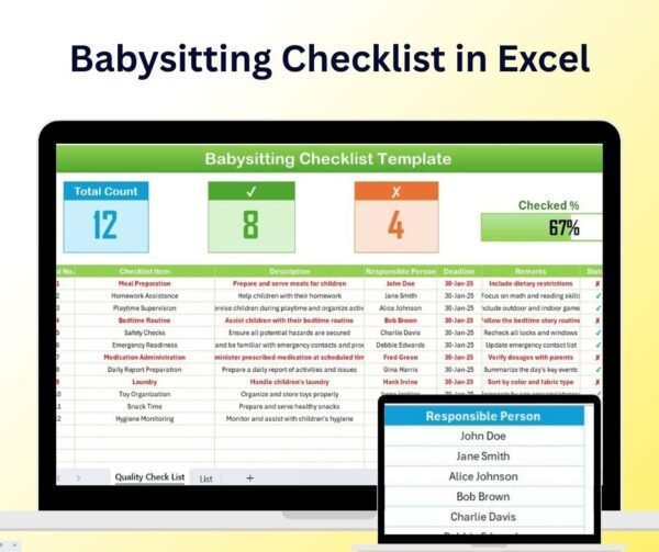 Babysitting Checklist in Excel
