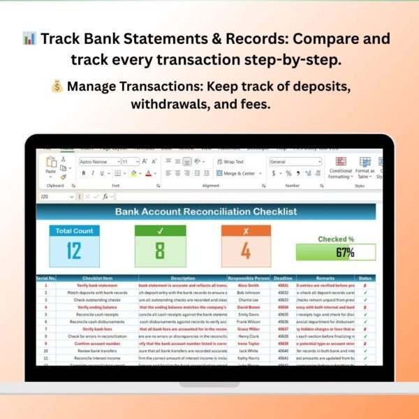 Bank Account Reconciliation Checklist in Excel