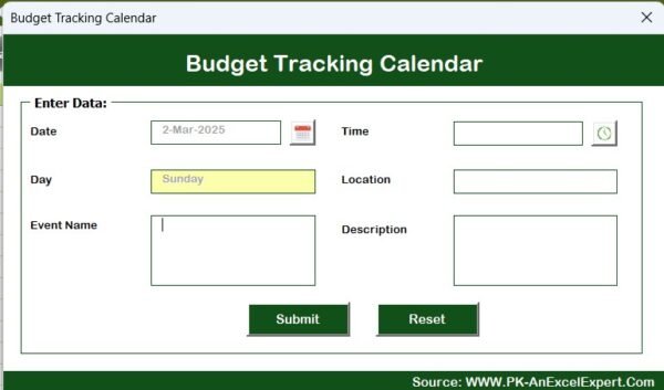 Budget Tracking Calendar  in Excel - Image 9