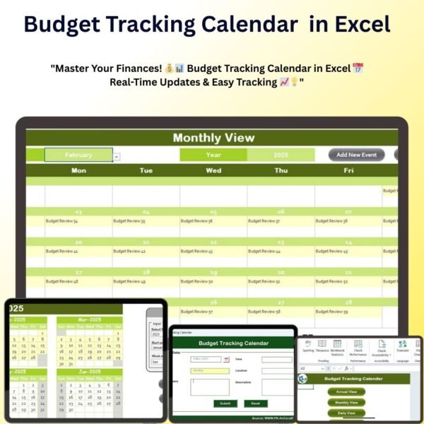 Budget Tracking Calendar  in Excel