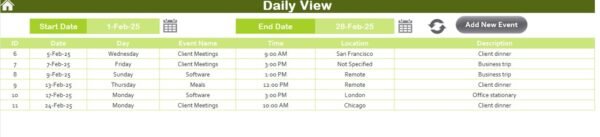 Business Expense Calendar in Excel - Image 7