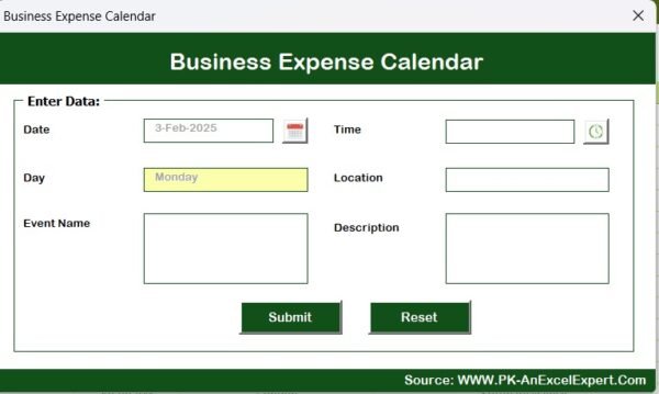 Business Expense Calendar in Excel - Image 9