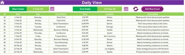 Business Trip Calendar in Excel - Image 7