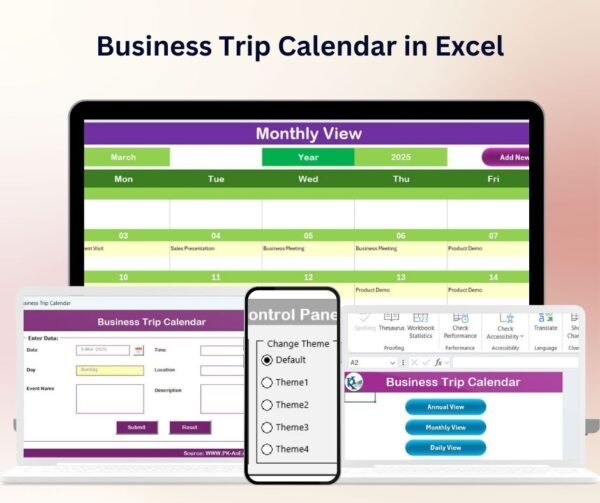 Business Trip Calendar in Excel