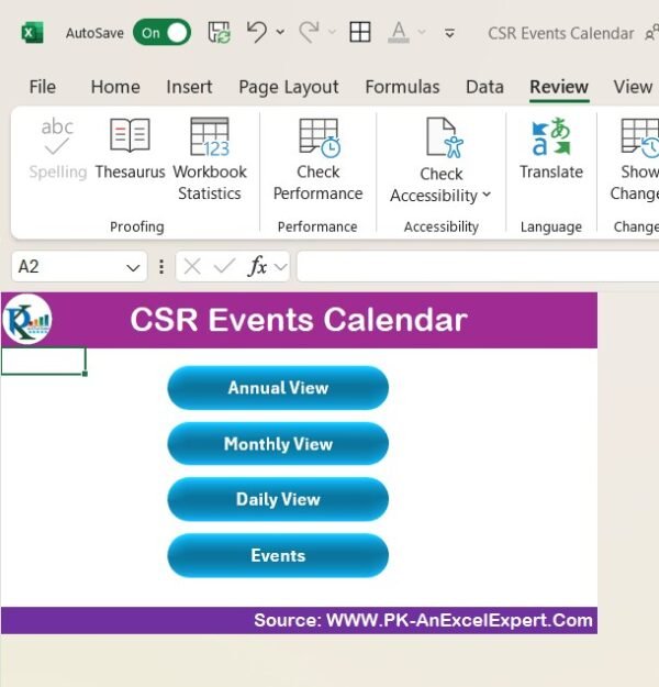 CSR Events Calendar in Excel - Image 2