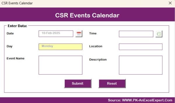 CSR Events Calendar in Excel - Image 9