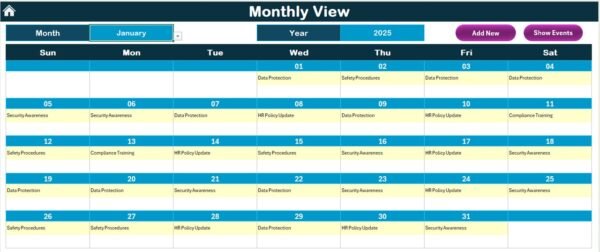 Compliance Training Calendar in Excel - Image 6