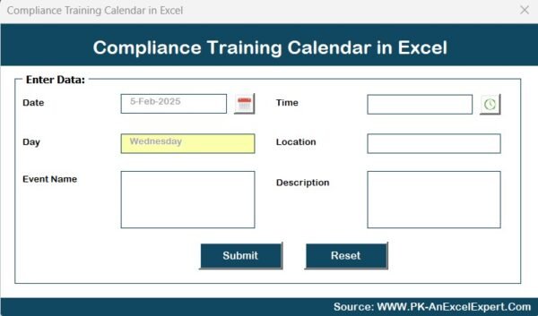 Compliance Training Calendar in Excel - Image 9