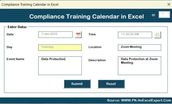 Compliance Training Calendar in Excel - Image 10
