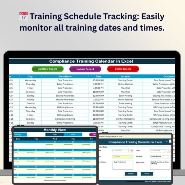 Compliance Training Calendar in Excel