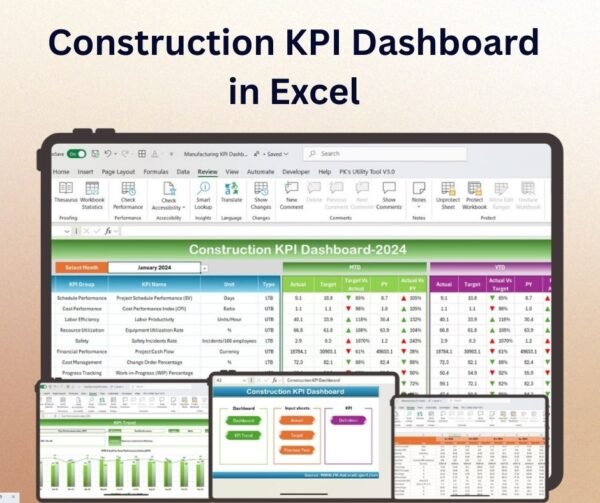 Construction KPI Dashboard in Excel