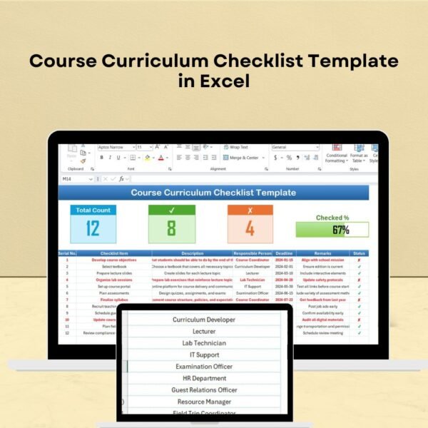 Course Curriculum Checklist Template in Excel